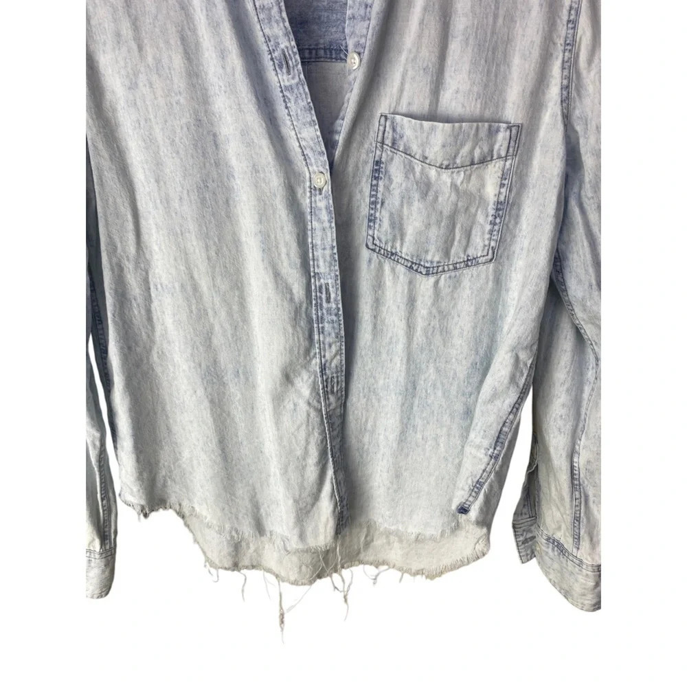 Rails Ingrid Raw Hem Chambray shirt button down size xs - Picture 6 of 8